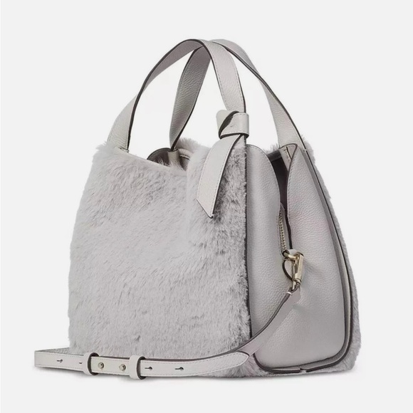 kate spade Handbags - Kate Spade NWT Elegant Gray Faux Fur Women's Bag